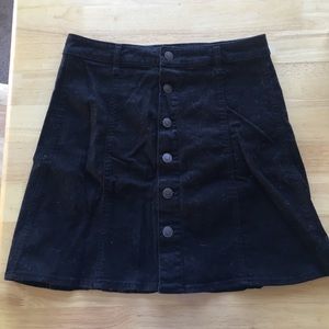 High waisted button front black skirt